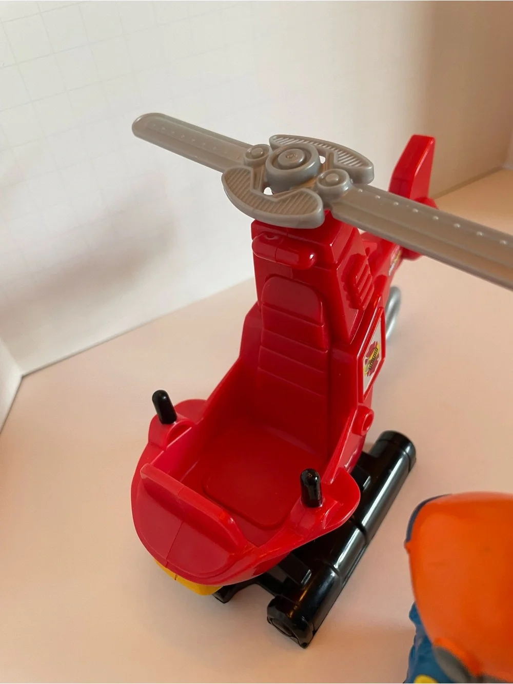 Fisher-Price Red Helicopter with Orange-Helmet Pilot